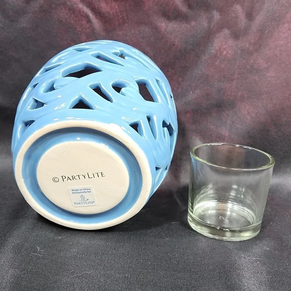 🩵NIB Partylite Blue Waves Ceramic Tealight/Votive Candle Holder - Picture 5 of 10